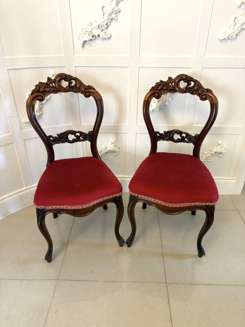 Outstanding Quality Set of 10 Antique Victorian Carved Mahogany Dining Chairs - Image 4